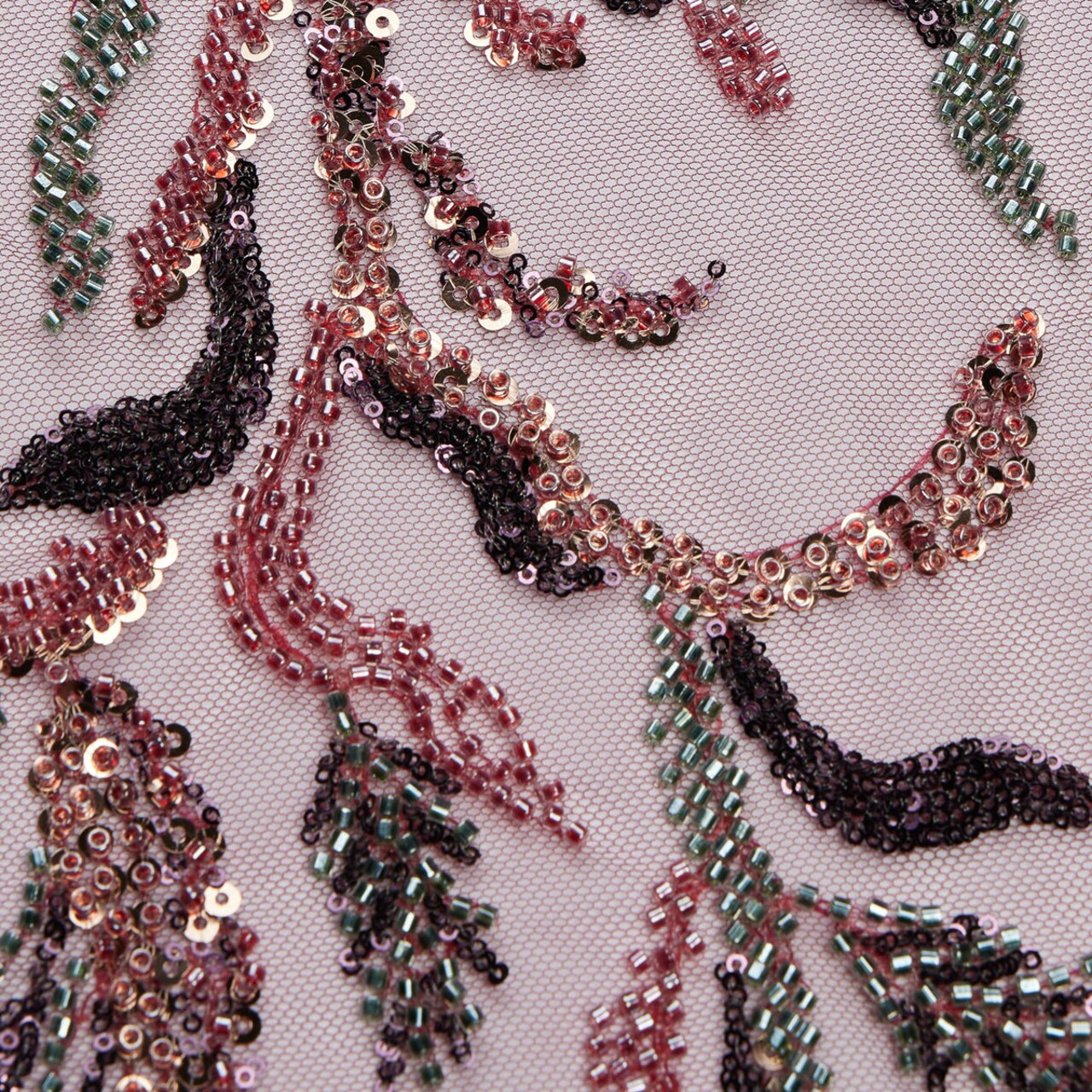 1 Yard Embroidered Lace Fabric Beaded & Sequined with Rich Design, 50/52″ Wide